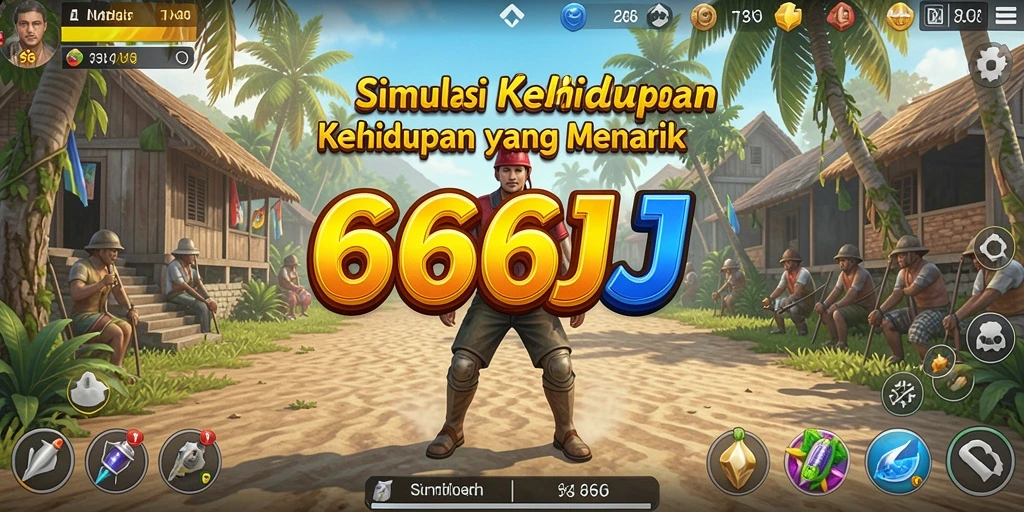 Screenshot gameplay 666J menampilkan karakter dalam aktivitas sehari-hari.