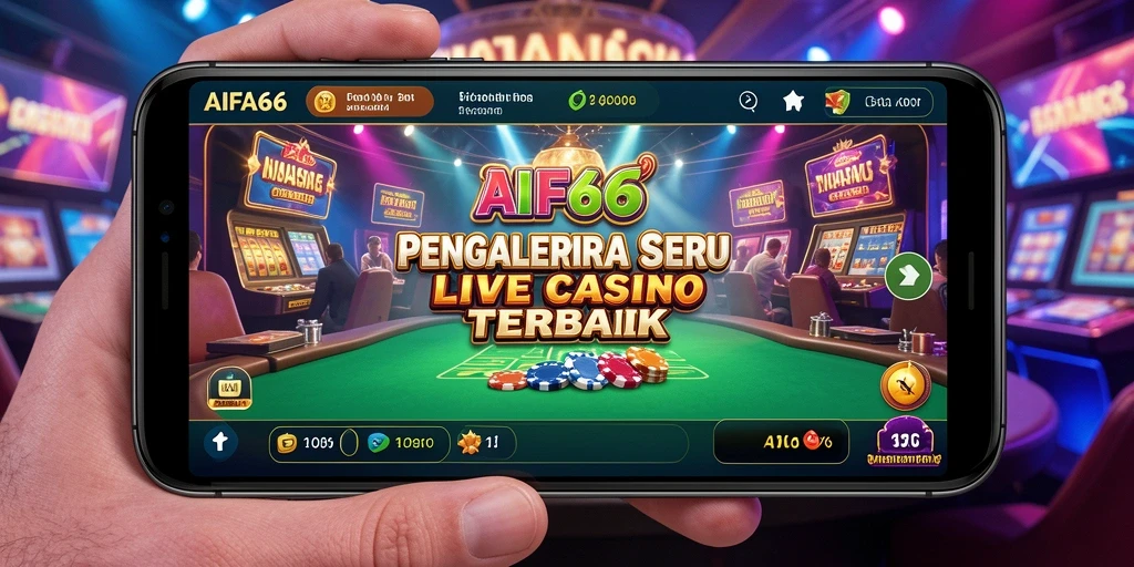 Tampilan gameplay AIFA66 dengan dealer dan meja live casino.