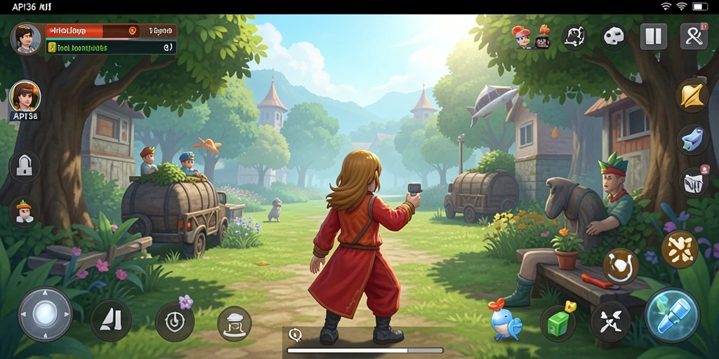 Screenshot gameplay menampilkan interaksi karakter dalam dunia simulasi.