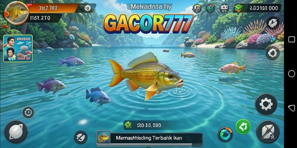 Tampilan gameplay GACOR777 saat menangkap ikan di laut.