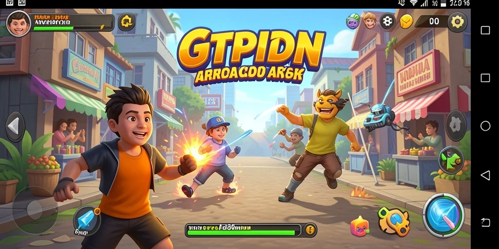Screenshot GTPIDN menampilkan aksi gameplay seru di level penuh warna.