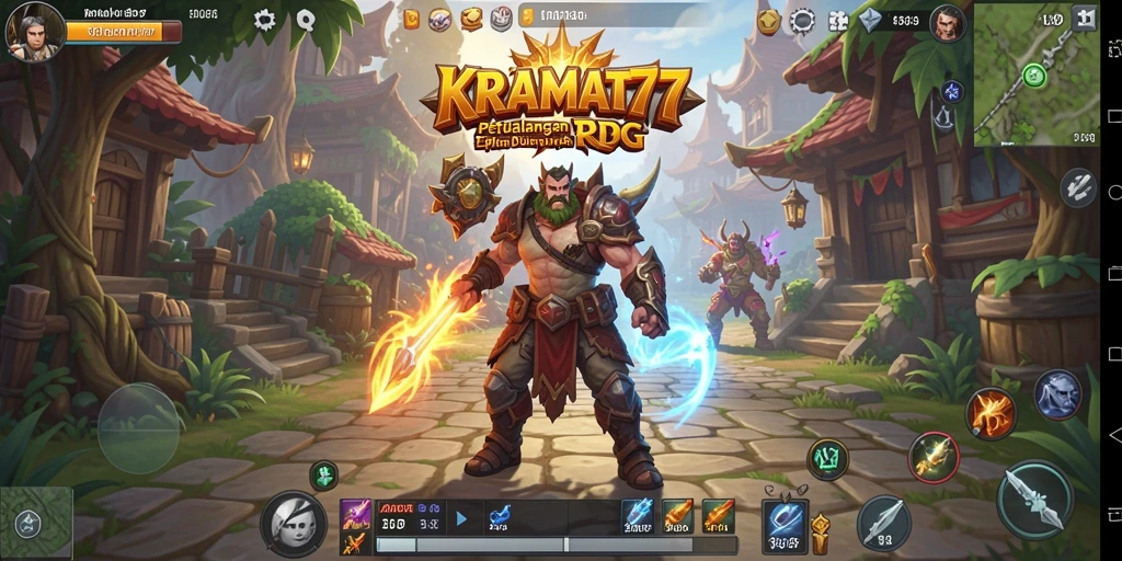 Tampilan gameplay KRAMAT77 menampilkan aksi seru dalam pertempuran RPG.