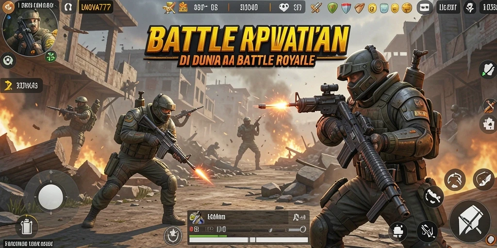 Tangkapan layar menampilkan aksi seru dalam <strong>LNOVA777</strong> battle royale.