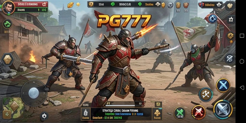Screenshot PG777 menunjukkan pertempuran strategis yang seru dan dinamis.