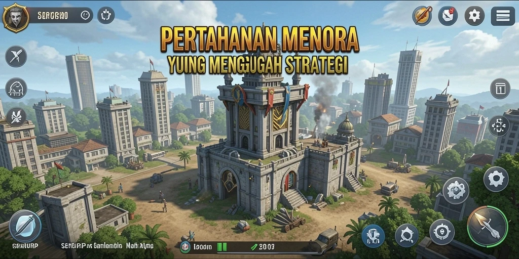 Tampilan screenshot utama SERURP menampilkan aksi seru dalam permainan Tower Defense.