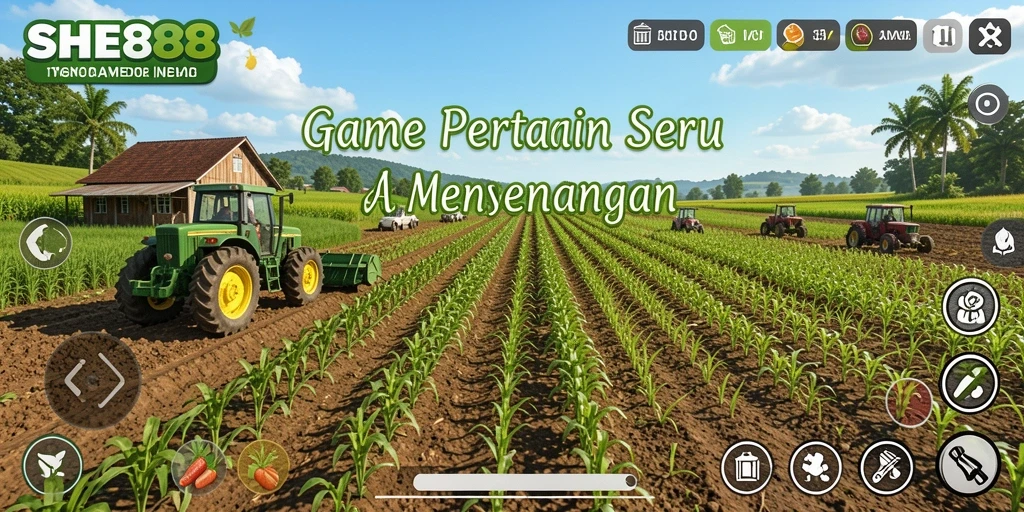 Tampilan menarik dari gameplay SHE888 yang menampilkan aktivitas pertanian.