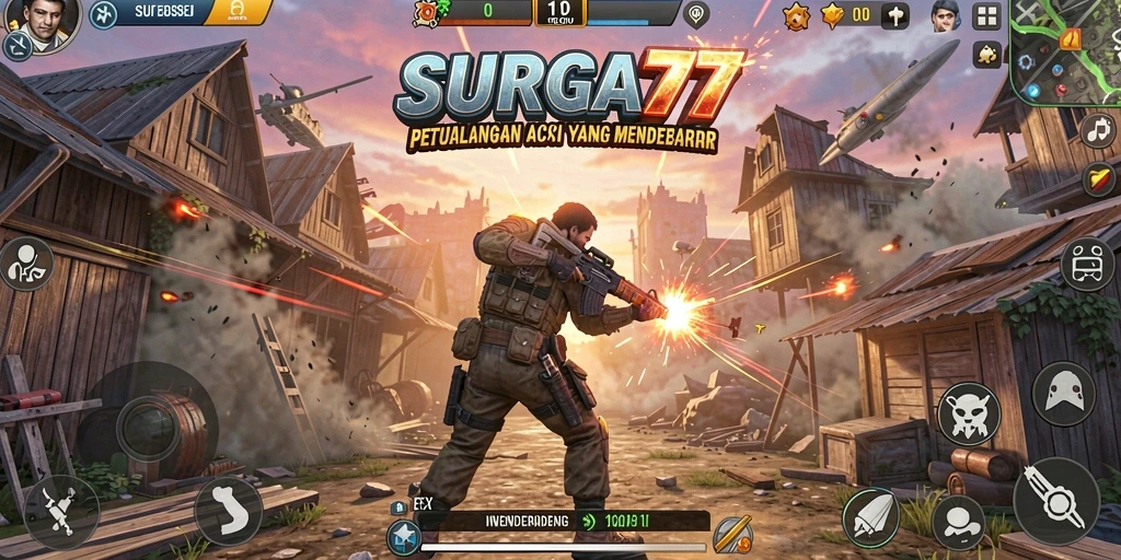 Tampilan gameplay SURGA77 yang menegangkan dan penuh aksi.